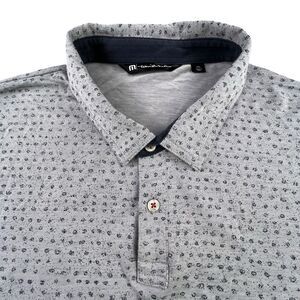 Travis Mathew Polo Shirt Men XXL Gray Geometric Pattern Golf Stretch Performance